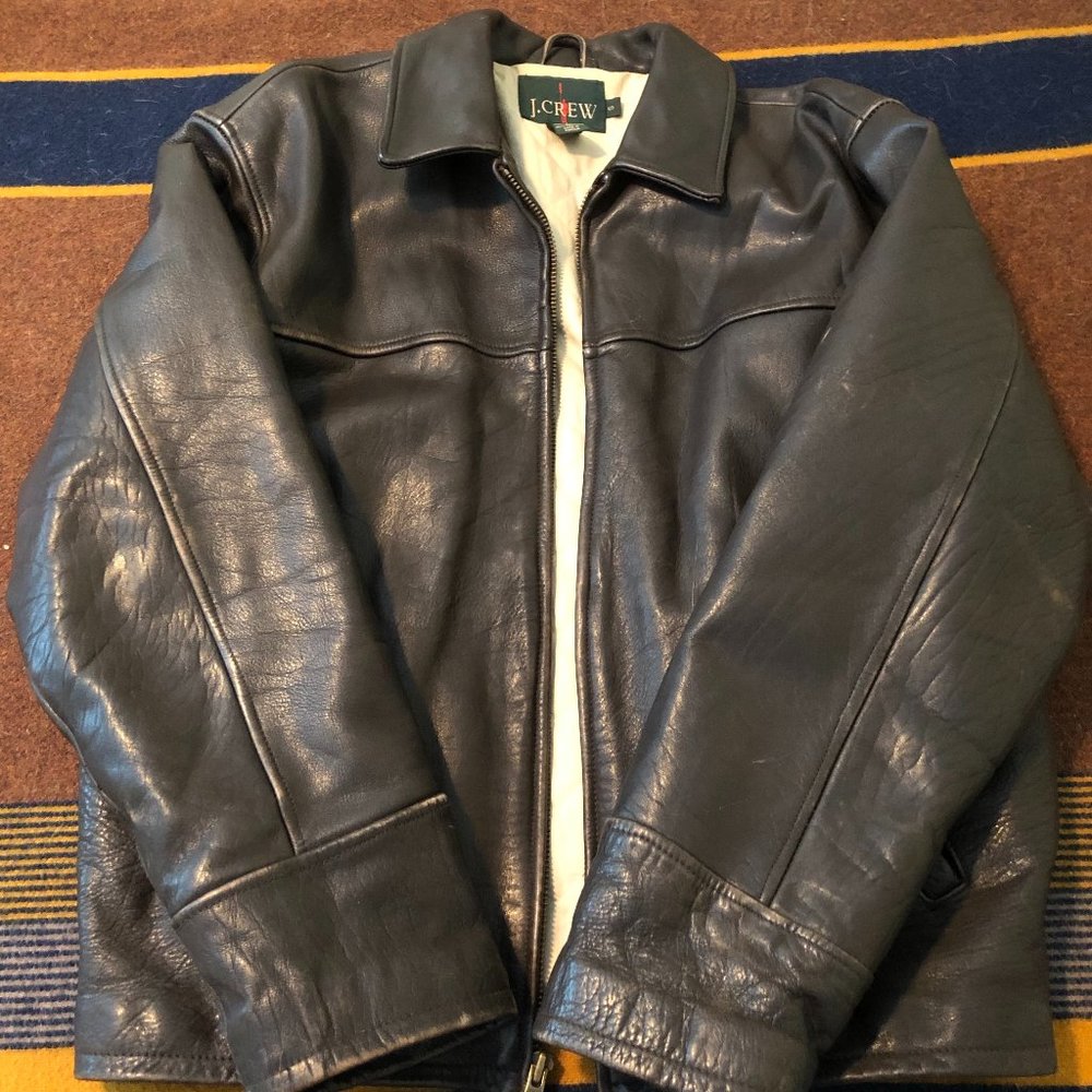J Crew Quilted Full Grain Leather Jacket Size Small